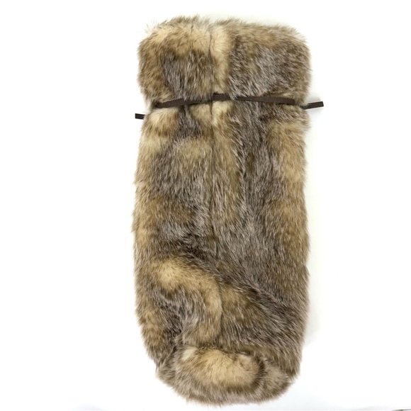 Set Of Three Plush Soft Faux Fur Wine Bottle Bags Decor Gift Holiday Fall Winter - Picture 9 of 12